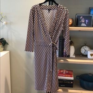 Ann Taylor black and pink wrap dress.